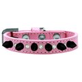 Mirage Pet Products Crystal & Black Spikes Dog CollarLight Pink Size 14 625-BK LPK14